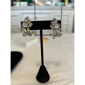 Vintage Givenchy Silver and Rhinestone Clip-on earrings #304